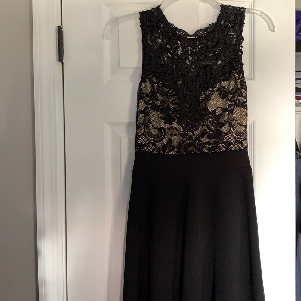 Laced black top with solid black bottom dress